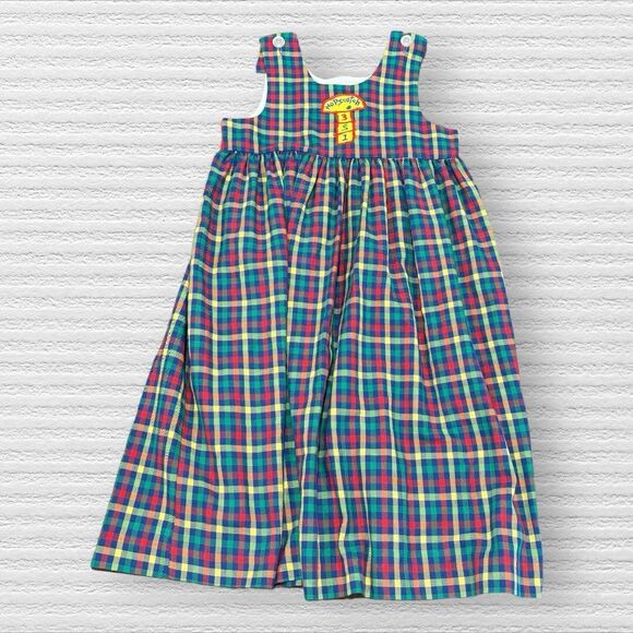 Kelly’s Kids Vintage Back To School Dress Size 6x Plaid Jumper Hopscotch - Picture 1 of 4